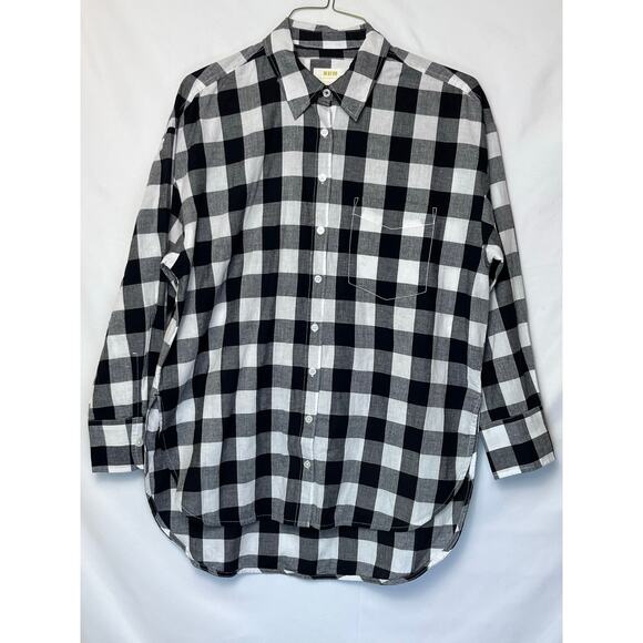 Maeve Women's Buffalo Check Long Sleeve Blouse Shirt  - Black/White - Size Small - Picture 1 of 7